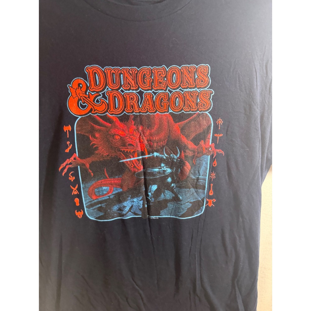 Dungeons & Dragons Graphic T-Shirt Mens Medium Black Red Dragon Fantasy RPG Tee